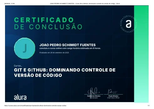 Certificado Git e GitHub Controle de Versão