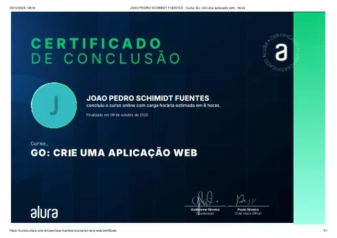 Certificado Go Aplicação Web