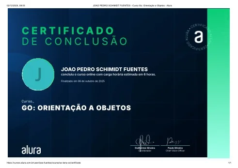 Certificado Go Orientação a Objetos