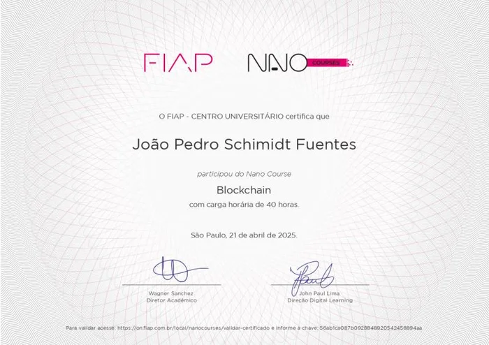 Certificado FIAP Blockchain