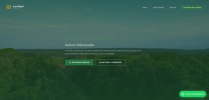 Interface da landing page imobiliária Luiz Miguel